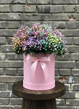 Цветочная композиция из Гипсофила и Розы в шляпной коробке #REPLACE_PRED# Кулотино