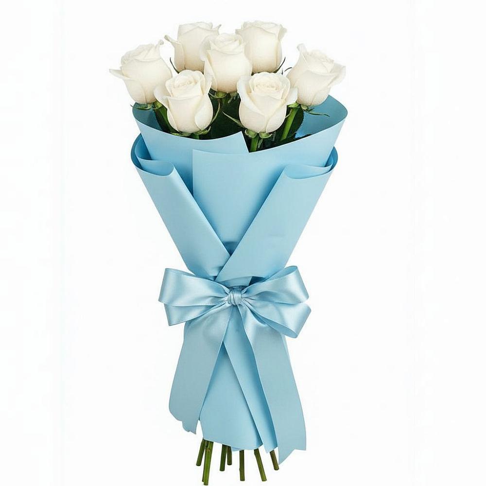 Букет 7 белых роз Проуд в Кулотино