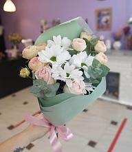 Букет милый в Кулотино Букет цветов из: Хризантемы и Розы в Кулотино