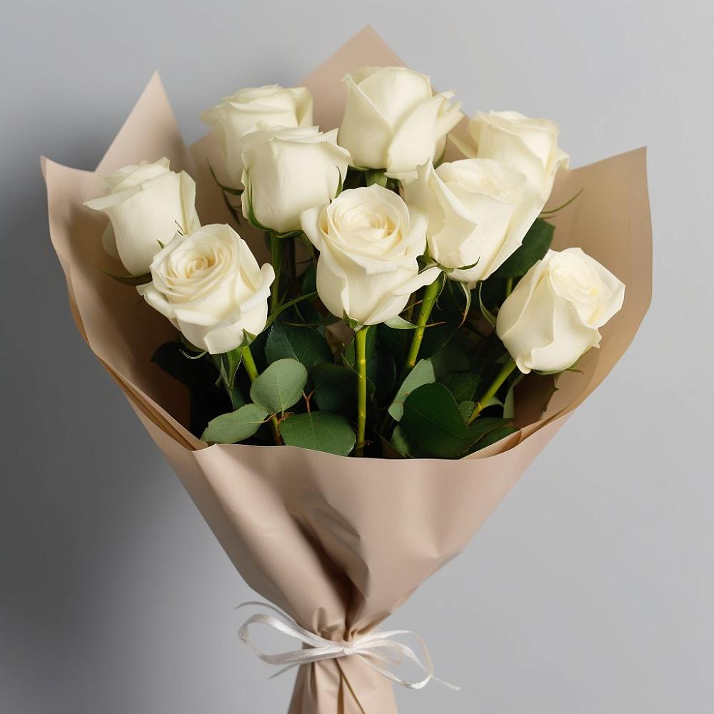 Букет 9 Белых роз Эдлесс Лав в Кулотино