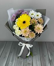 Букет цветов из:  Розы, Герберы и Хризантемы в Кулотино