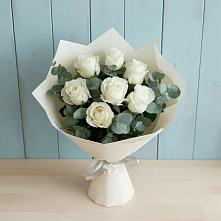 Букет Белые розы в Эвкалипте #REPLACE_PRED# Кулотино