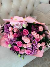 Букет цветов из:  Хризантемы, Розы и Лизиантусы #REPLACE_PRED# Кулотино